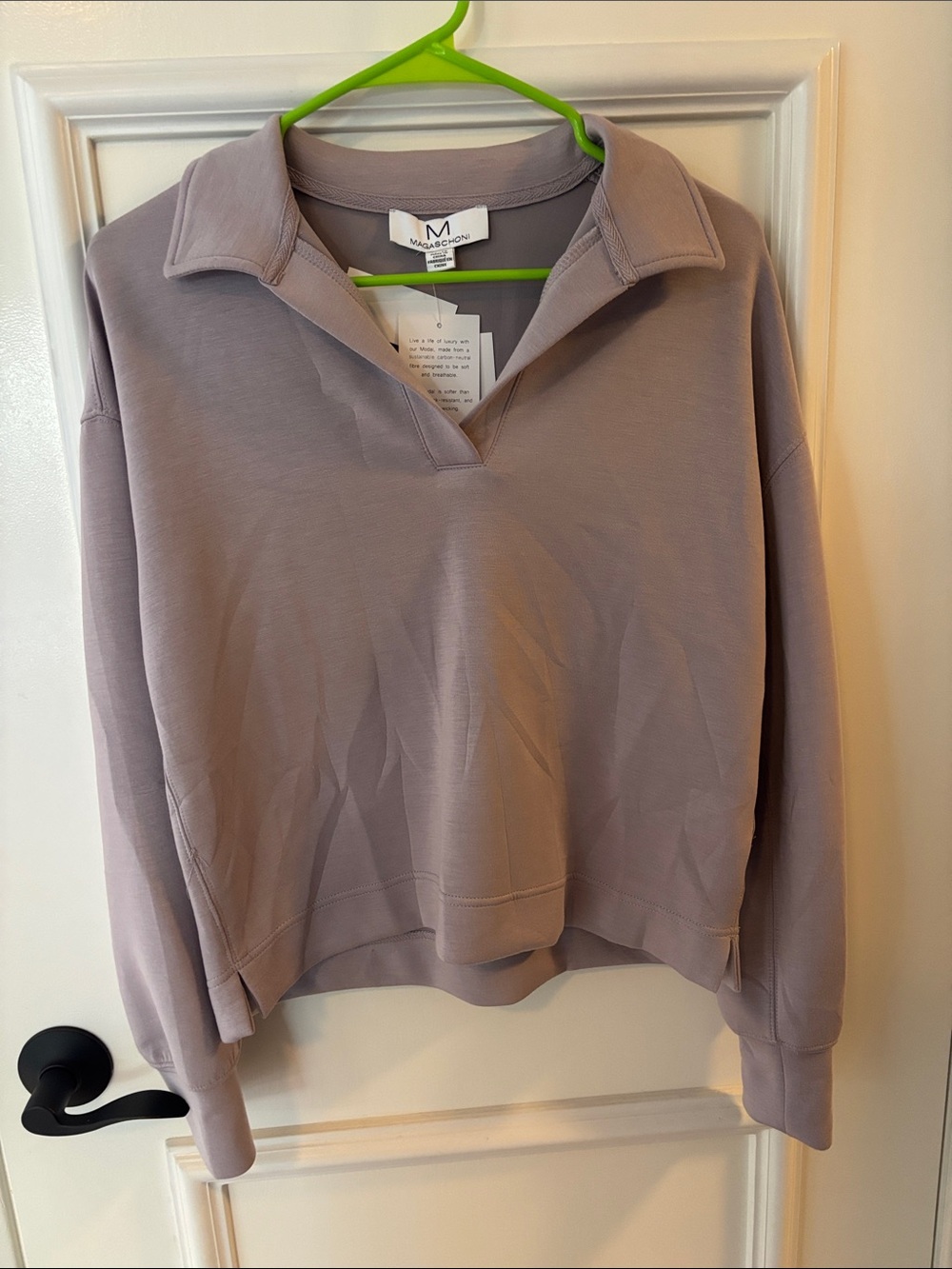 Super Soft Lavender Cropped Polo-Style Sweatshirt